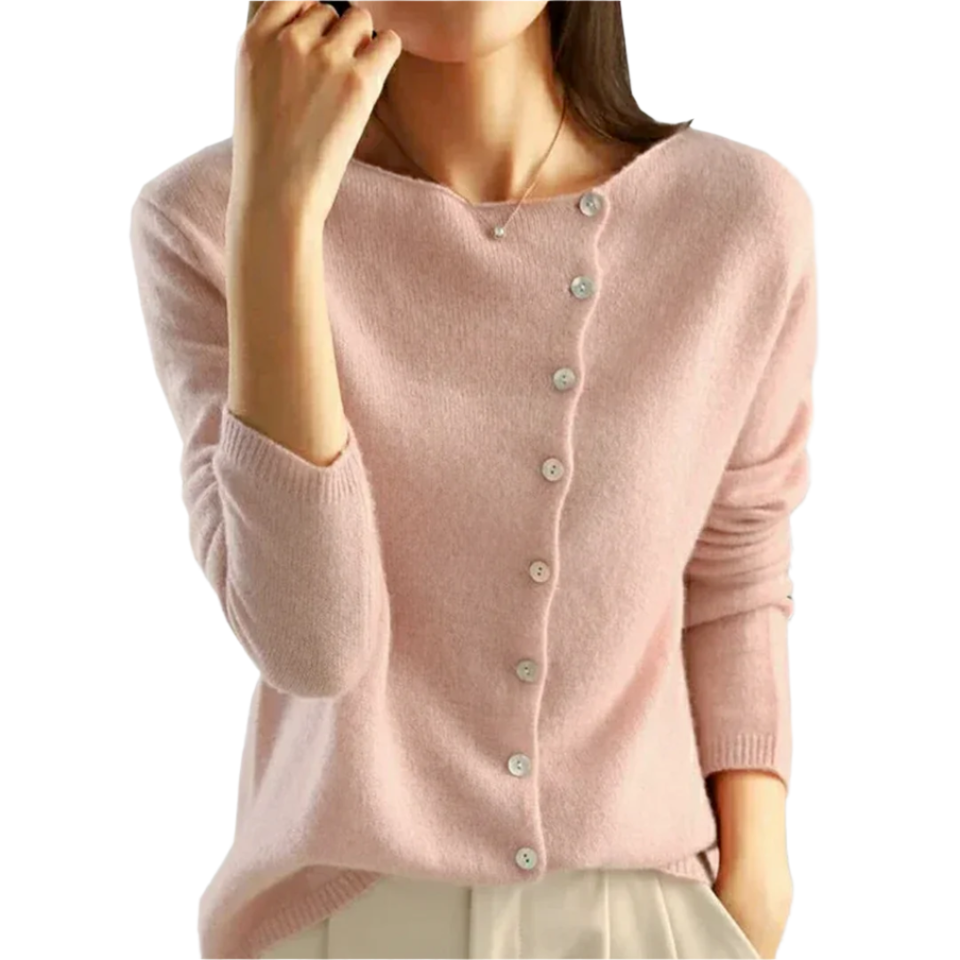 Elegant button-up side cardigan for women | Perrin -1