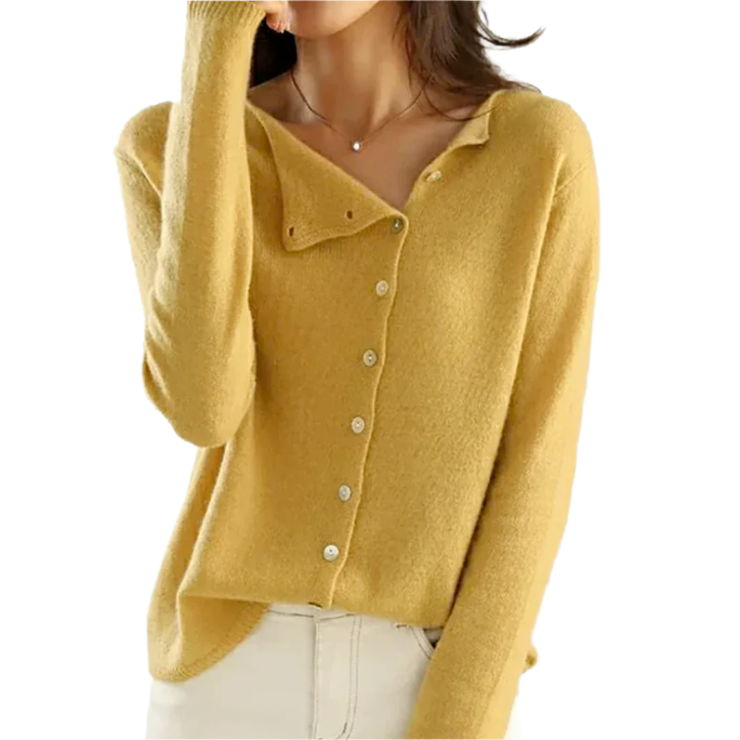 Elegant button-up side cardigan for women | Perrin -4