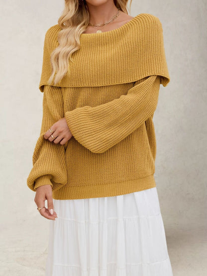 Knit shoulders off-shoulders oversized sweater for women | Caprice -5