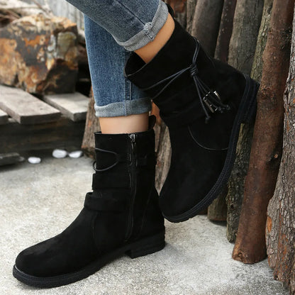 Ankle heel bas suede boots for women | Alexandrine -4