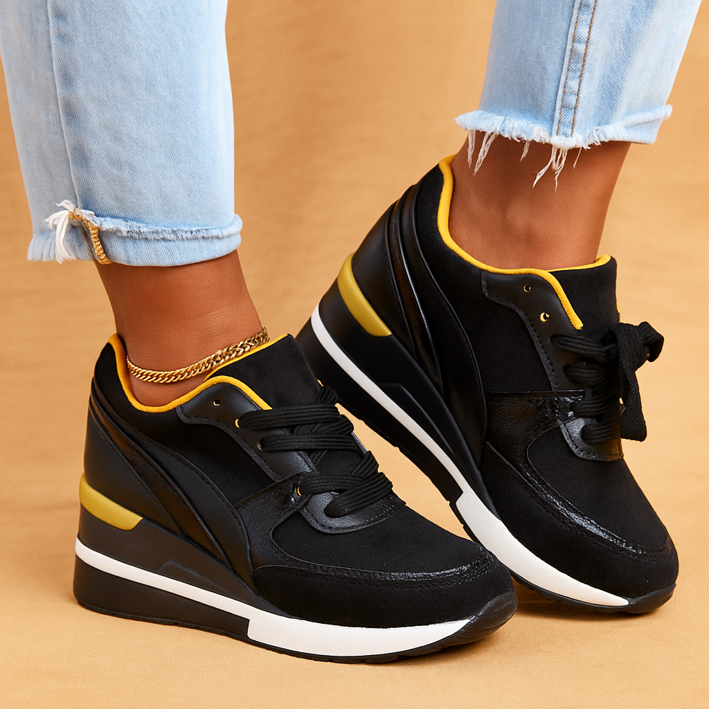 Thicks golden elegant sneakers for women | Everly -2