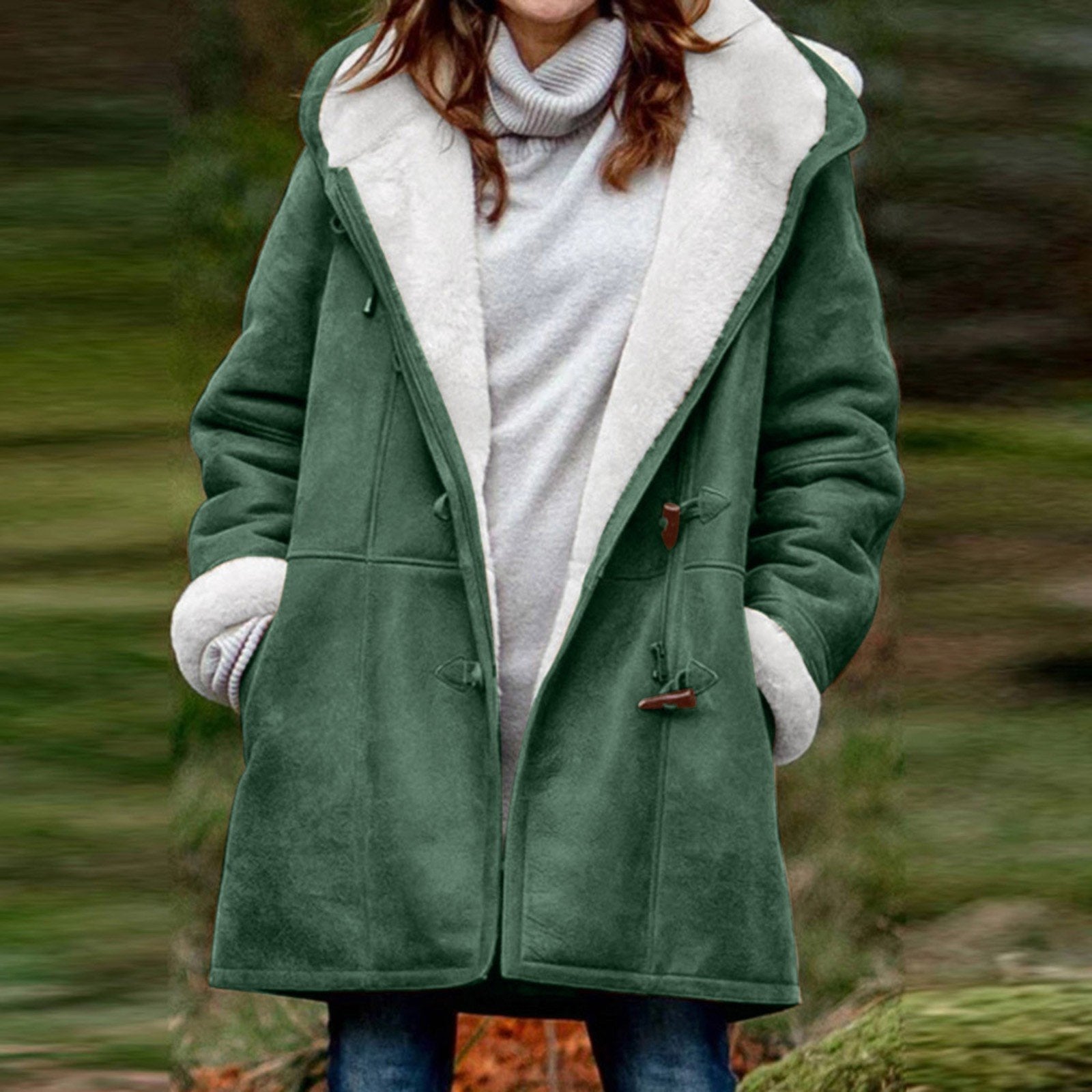 Elegant hooded coat for women -10