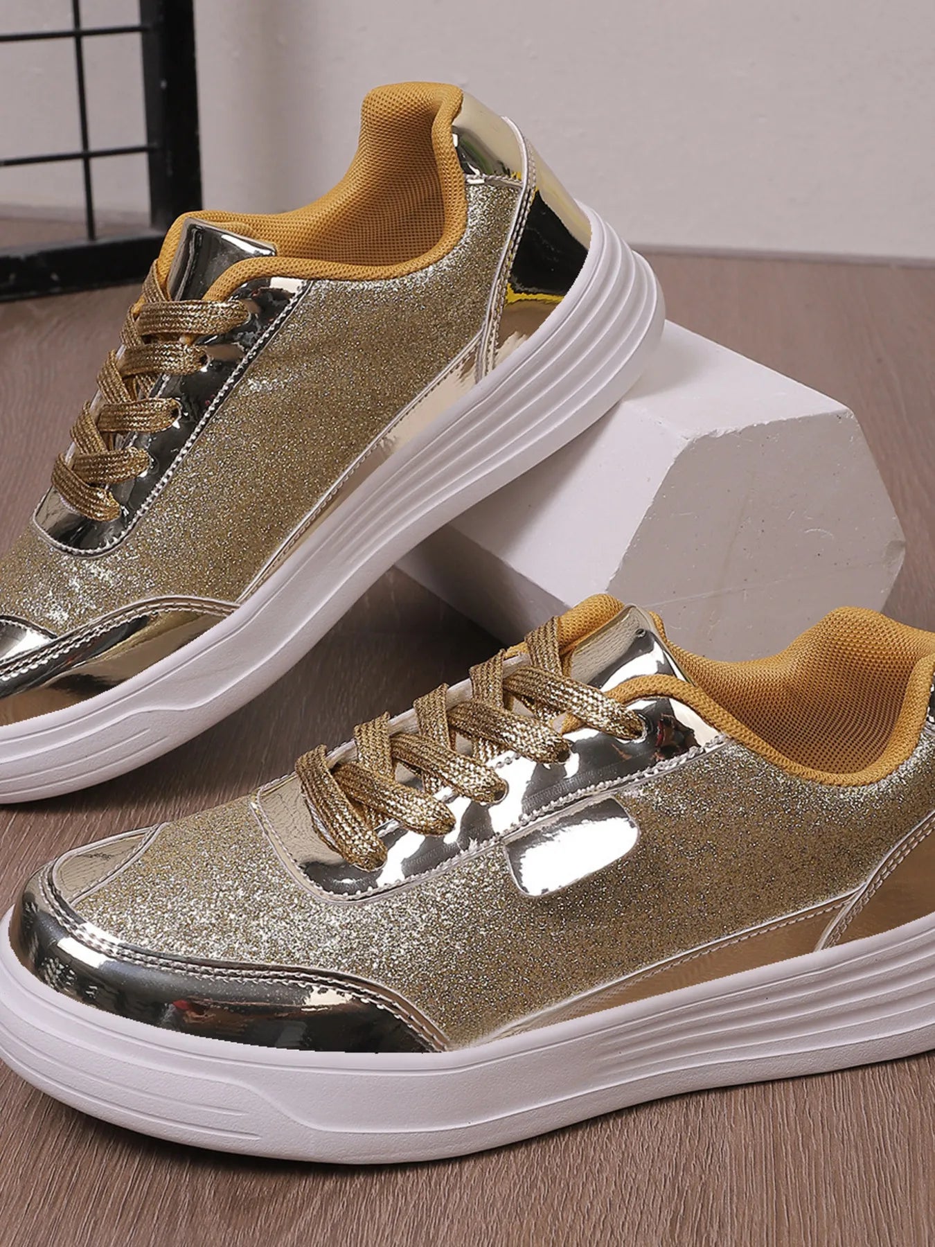Walking platform casual shoes metallisees sneakers for women | Carine -10