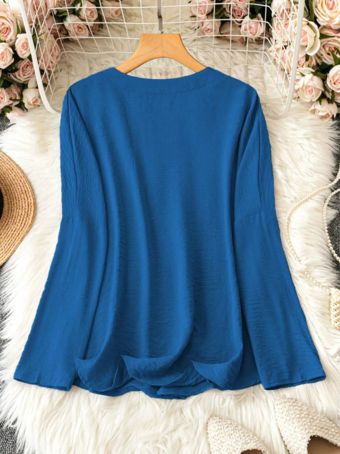 Elegant long-sleeve blouse for women -3