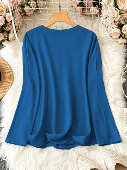 Elegant long-sleeve blouse for women -3