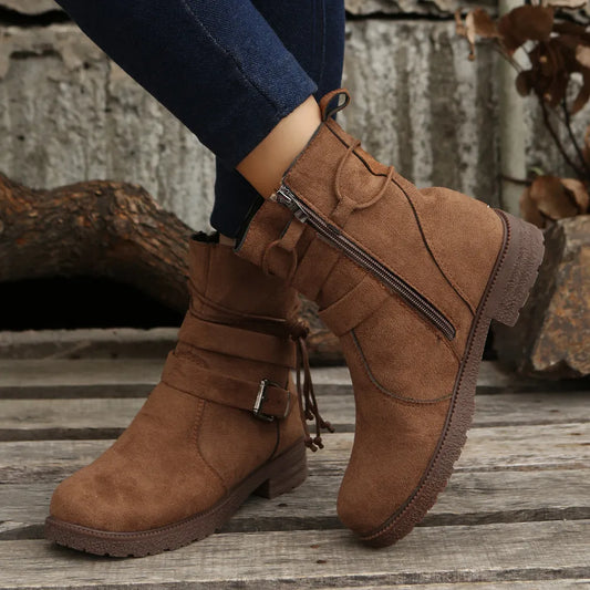 Ankle heel bas suede boots for women | Alexandrine -1