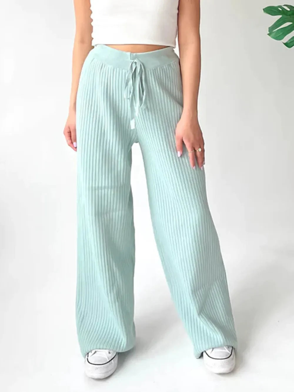 Leg casual high-waisted trousers for women | Wide -19