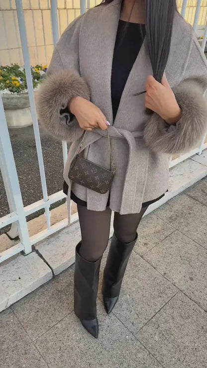 Elegant luxury coat for women | Cuffs Removables -3