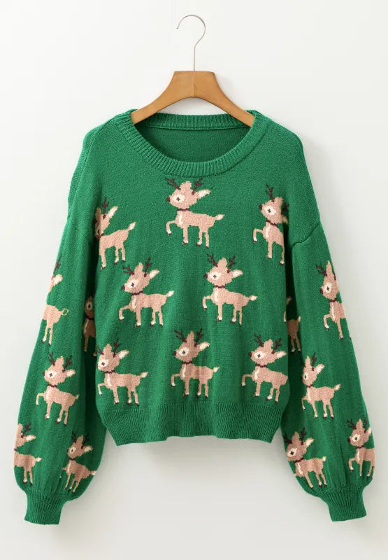 Christmas knit long-sleeve pattern renne sweater for women -5