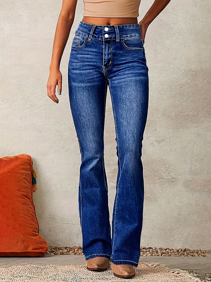 High-waisted flared jeans for women -3