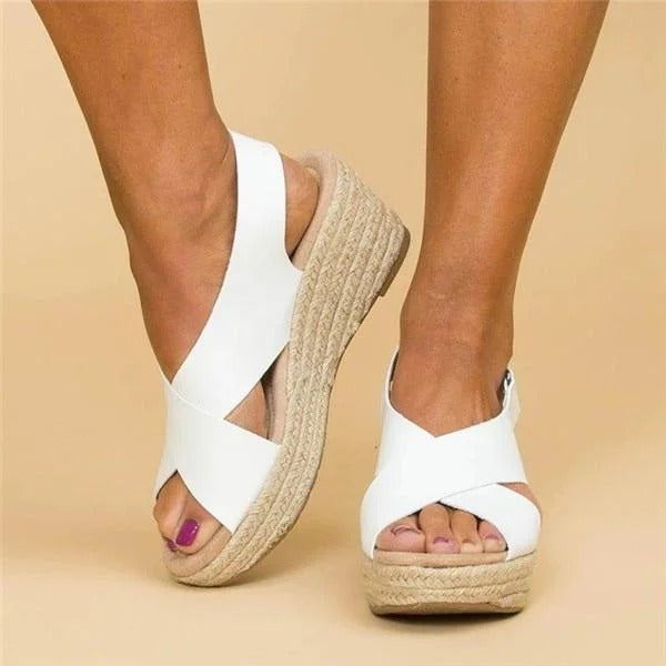 Comfort wedge espadrille cross straps sandals for women | Elara -2