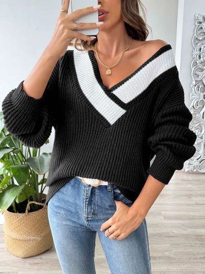 Shoulders off-shoulders sweater for women -9