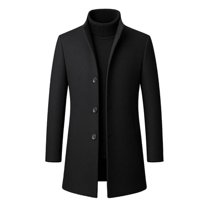 Classic high collar single-breasted coat for men | Adrien -5