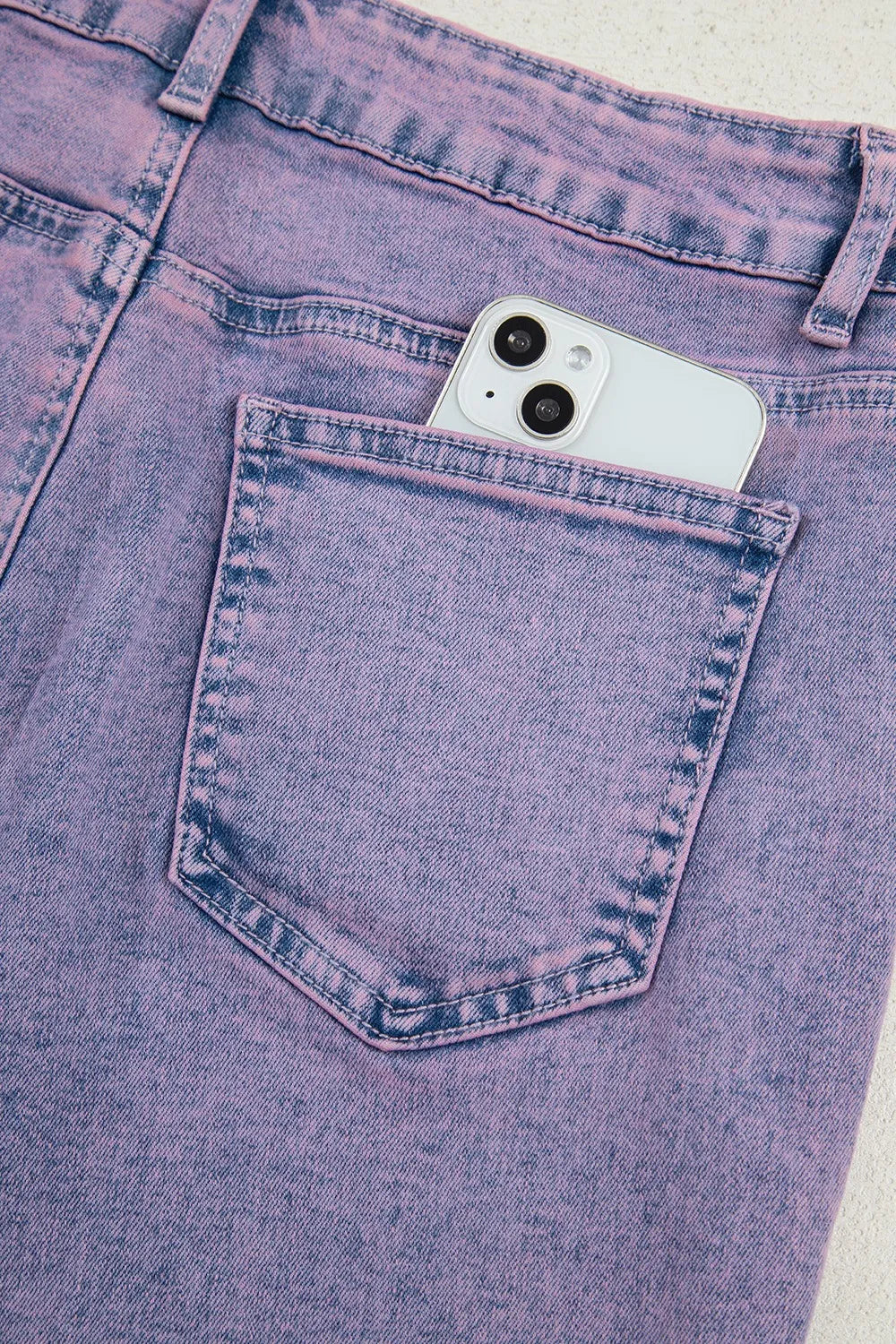 Court violet jeans for women | Denim washed with hem raw -6