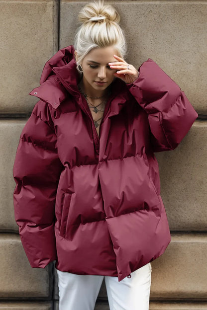 Puffer hooded winter coat warm jacket for women -4