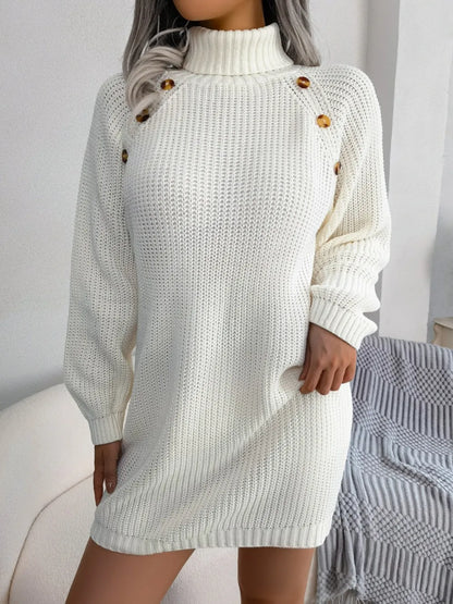 Knit sweater winter long-sleeve belt dress for women -4