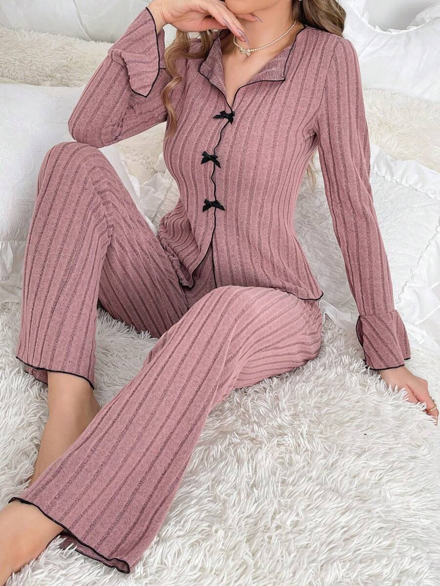 Ribbed comfortable pyjamas set for women | Oliana -2