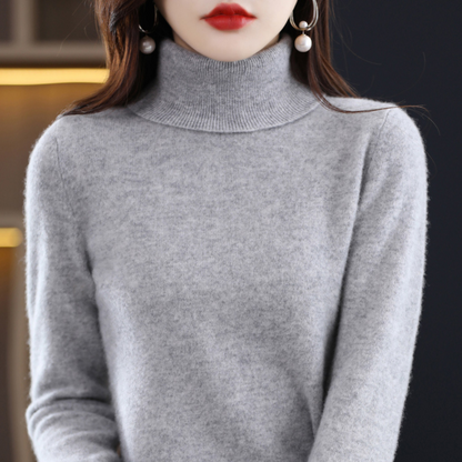 Soft knit sweater classic fit turtleneck for women | Elara -10