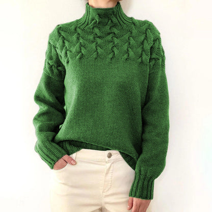 Sweater elegant knit cable-knit turtleneck for women | Ameliane -11