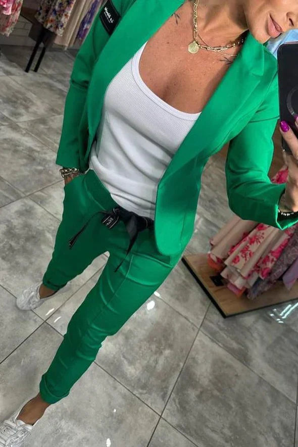 Chic relaxed two-piece jacket pants set for women | Fenna -9