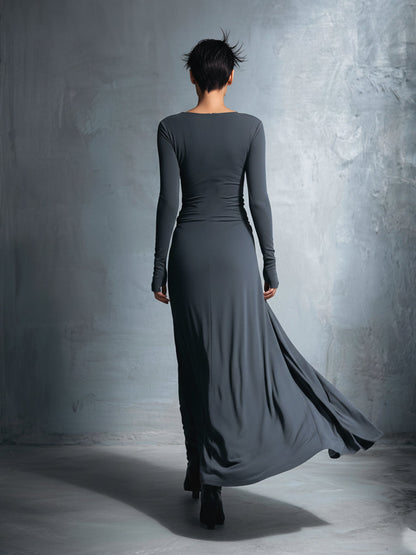 Elegant wrap maxi knot detail dress for women | Elara -9