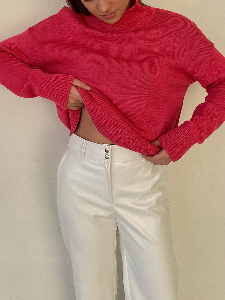 Oversized high collar sweater for women | Sabine -4