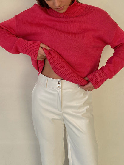 Oversized high collar sweater for women | Sabine -4