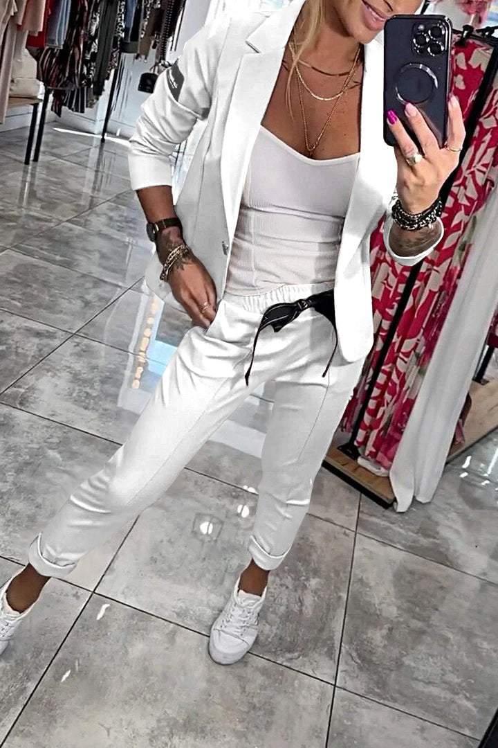 Chic relaxed two-piece jacket pants set for women | Fenna -6