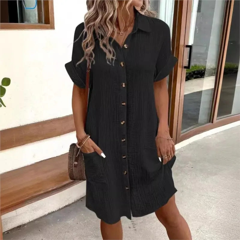 Buttoned cotton dress for women | Sacha -6