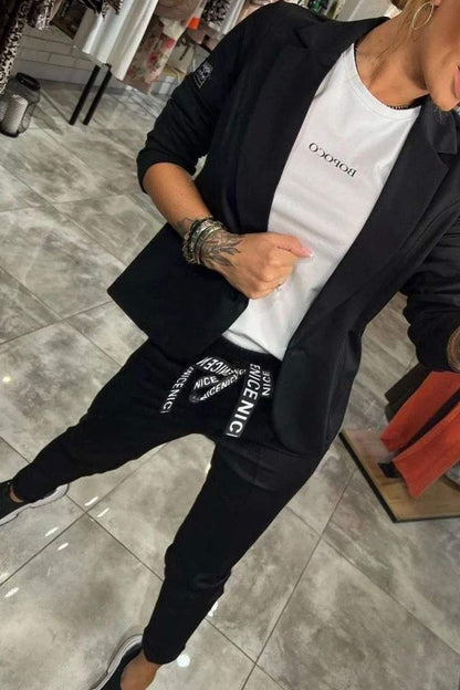 Chic relaxed two-piece jacket pants set for women | Fenna -4