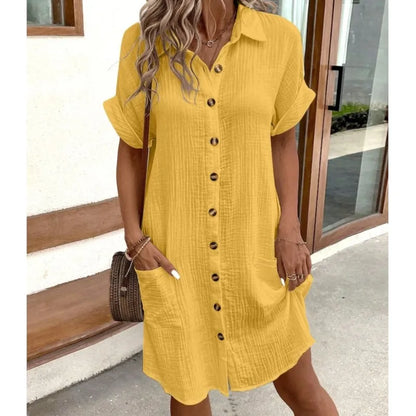 Buttoned cotton dress for women | Sacha -7