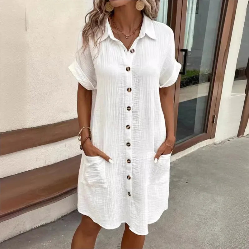 Buttoned cotton dress for women | Sacha -1
