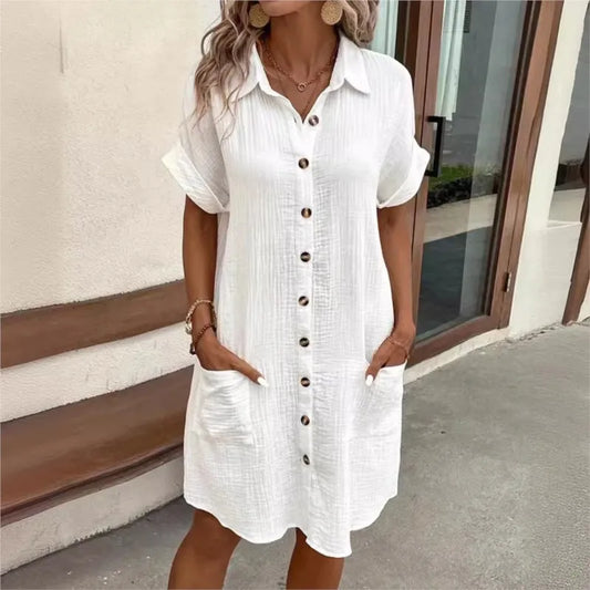 Buttoned cotton dress for women | Sacha -1