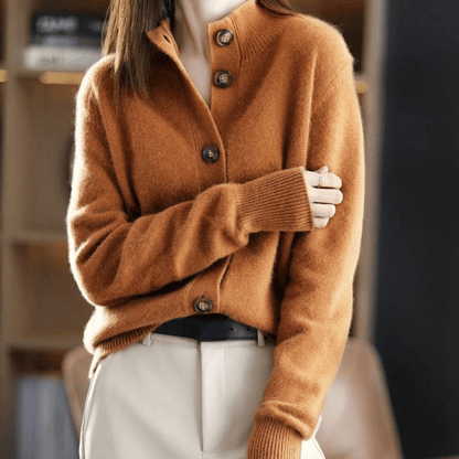 Buttoned retro collar flowy cut cardigan for women | Aveline -4
