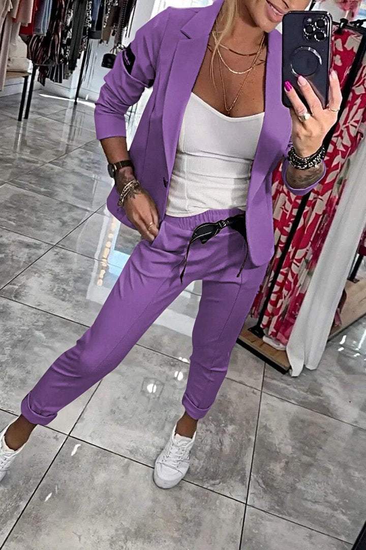 Chic relaxed two-piece jacket pants set for women | Fenna -8