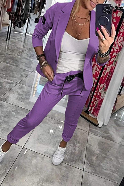 Chic relaxed two-piece jacket pants set for women | Fenna -8