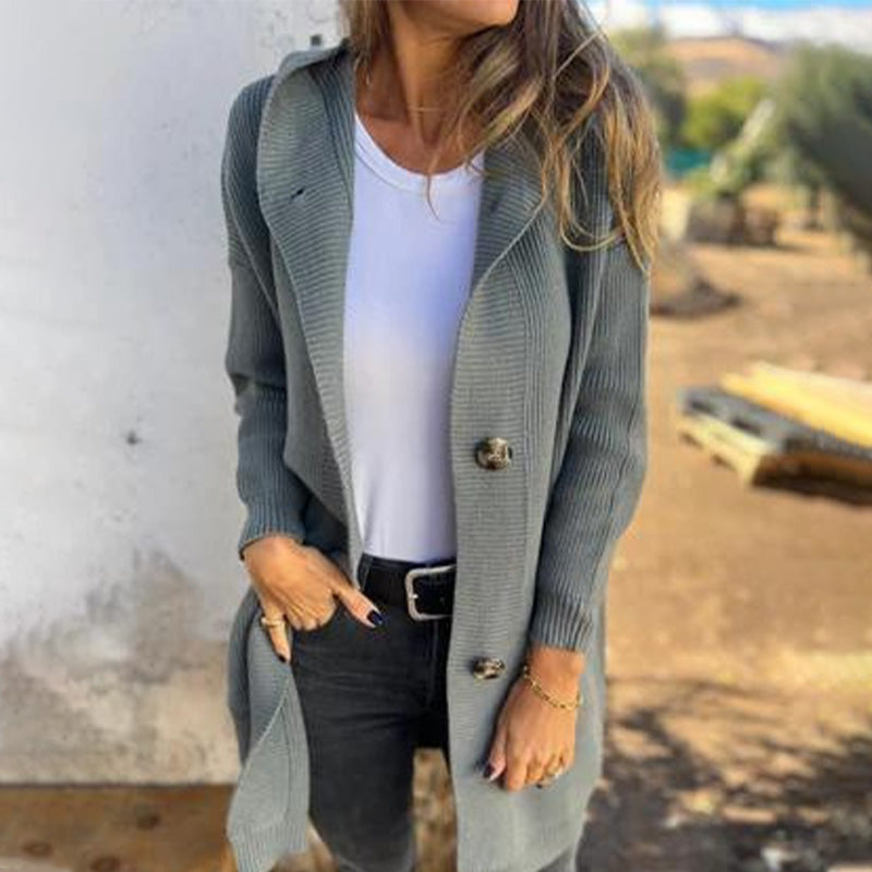 Long button-up cardigan for women | Camille -11