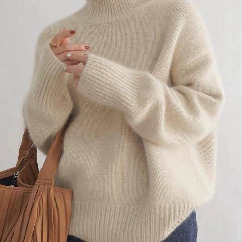 Soft knit pullover sweater turtleneck for women | Elowen -4