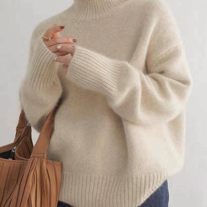 Soft knit pullover sweater turtleneck for women | Elowen -4