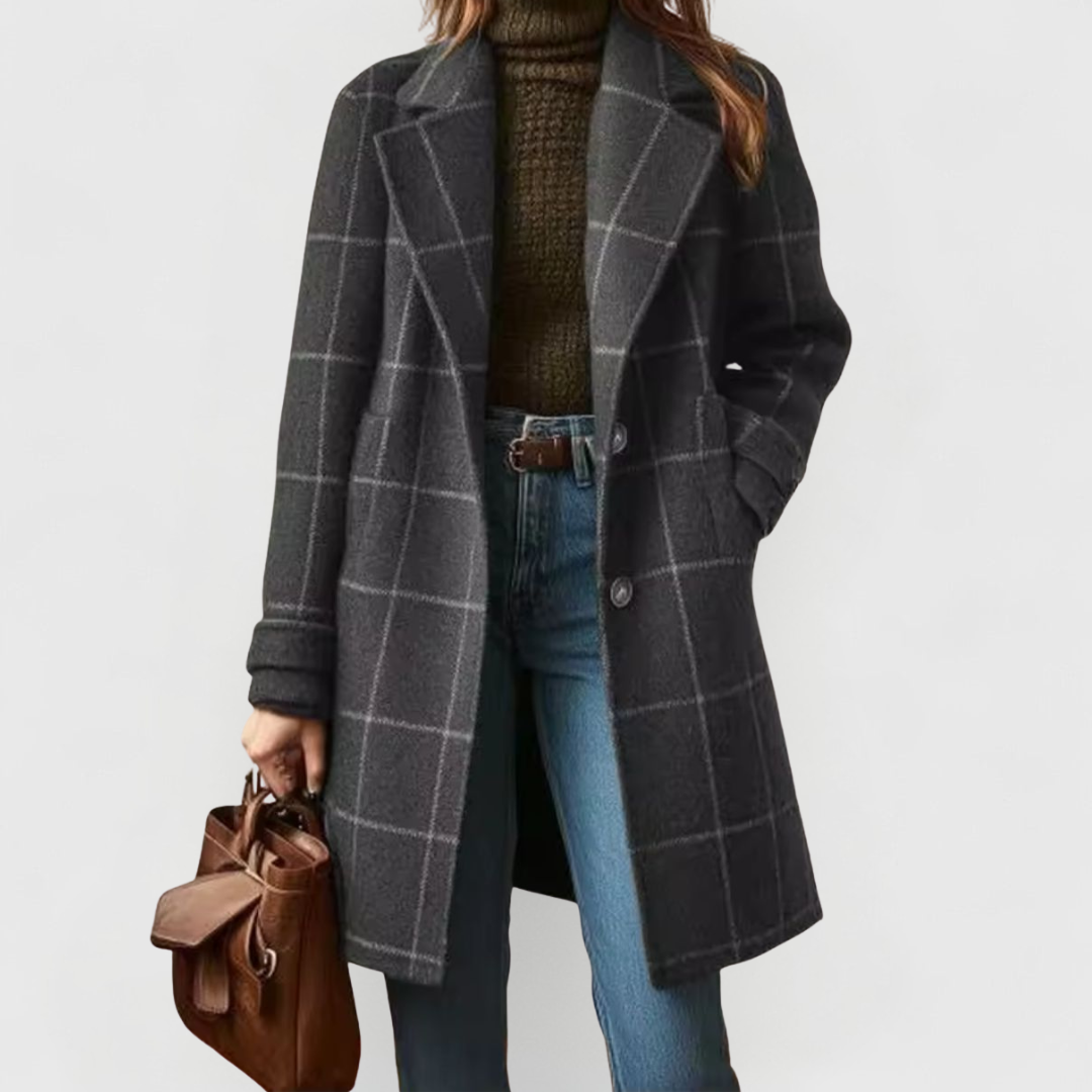 Checked classic coat for women | Camille -2