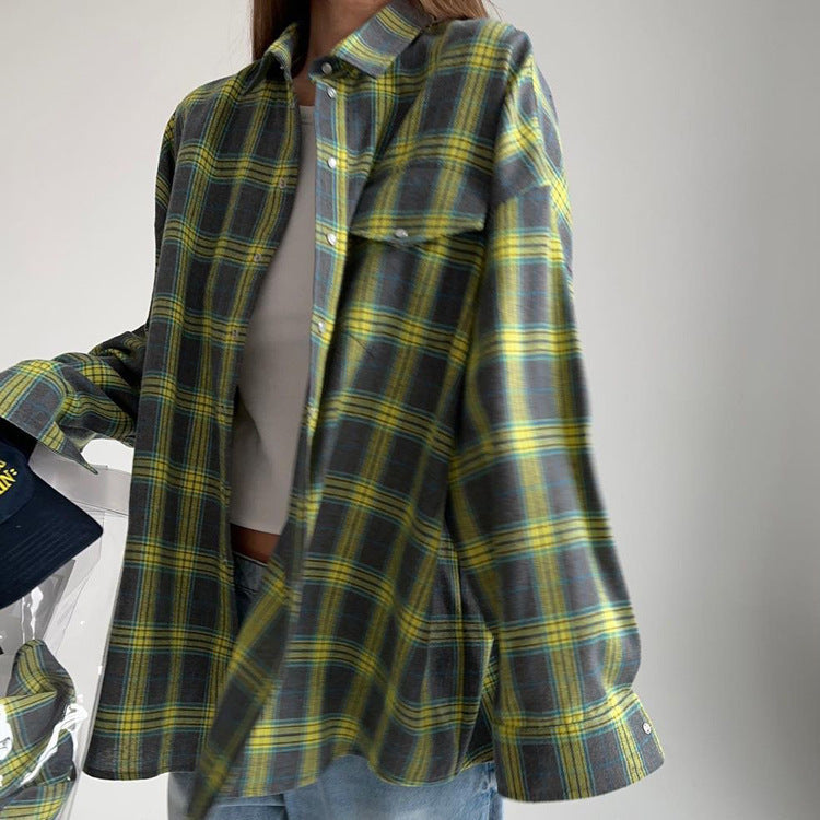 Checked timeless shirt for women | Maple -1