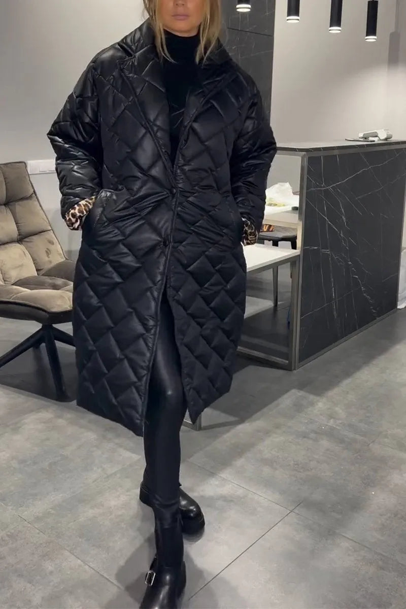 Quilted reversible coat for women | Style Leopard -5