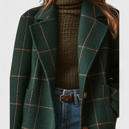 Checked classic coat for women | Camille -4