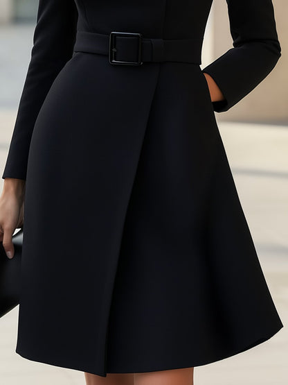 Elegant flared dress for women | Asymmetric Belted fit -3