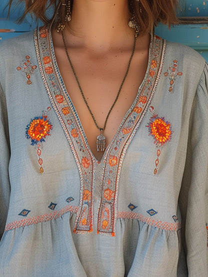 Bohemian embroidered airy summer fit blouse for women | Alora -2