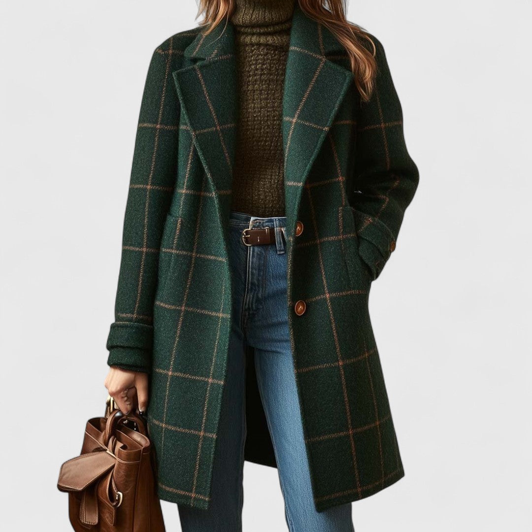 Checked classic coat for women | Camille -1