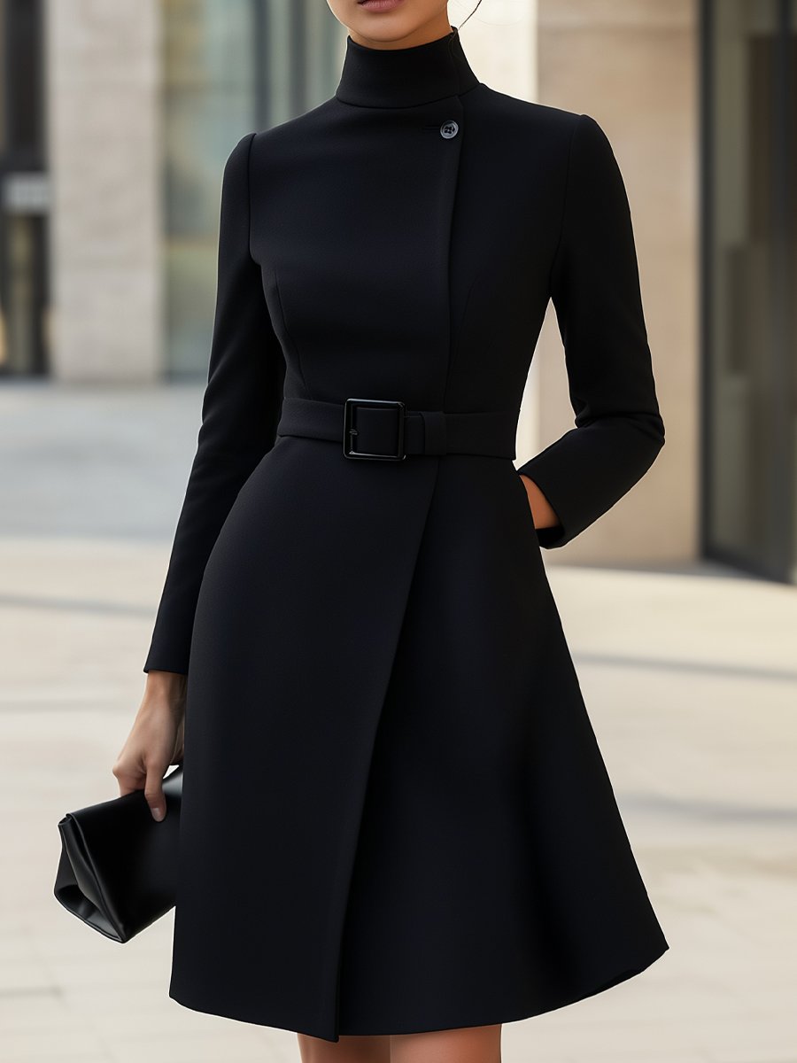 Elegant flared dress for women | Asymmetric Belted fit -1