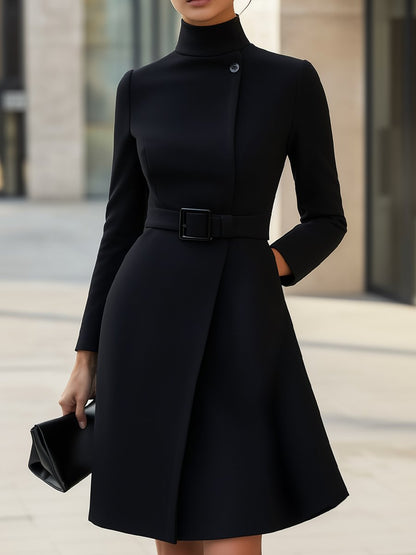 Elegant flared dress for women | Asymmetric Belted fit -1