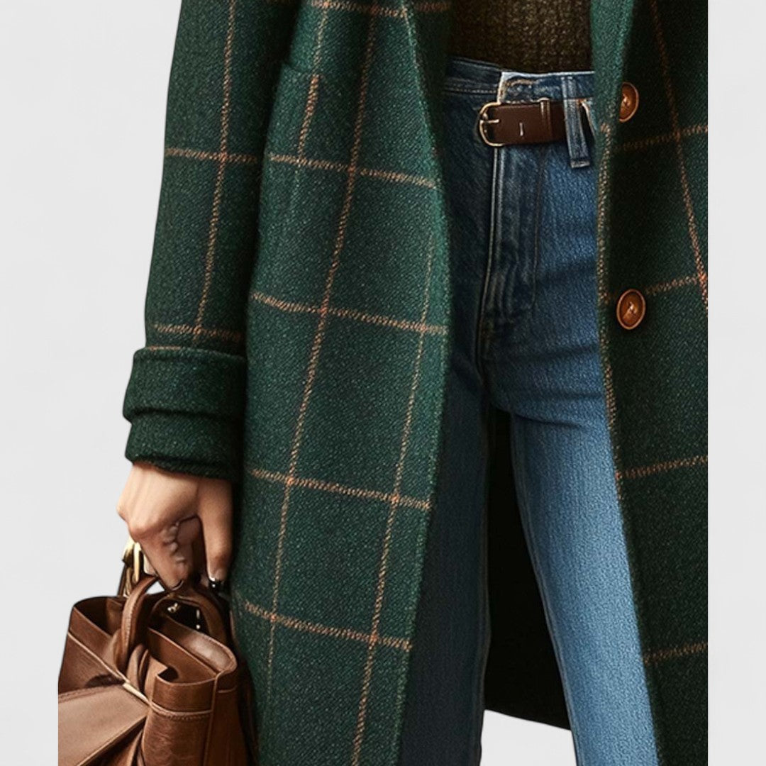 Checked classic coat for women | Camille -5