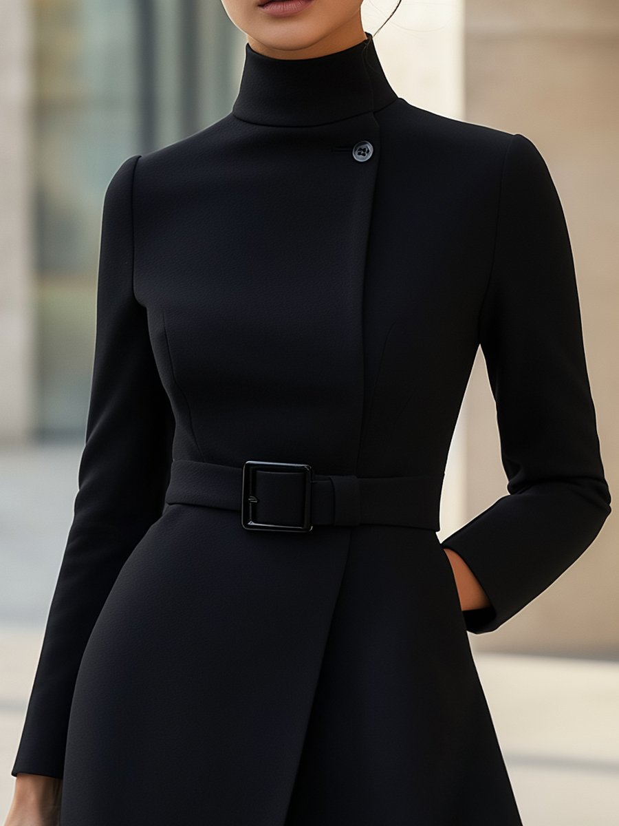 Elegant flared dress for women | Asymmetric Belted fit -2